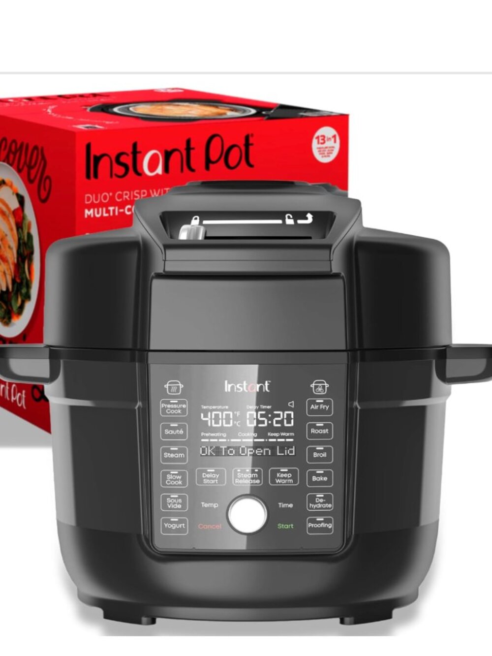 Instant Pot Duo Crisp Ultimate Lid,13-in-1 Air Fryer&Pressure Cooker Combo
